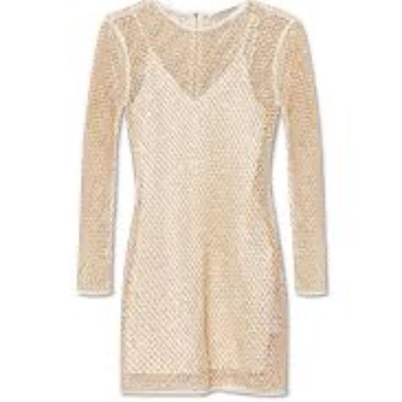 NWT ALLSAINTS  Rosalie Embellished Mesh Mini Dress - size 8 - Picture 4 of 14
